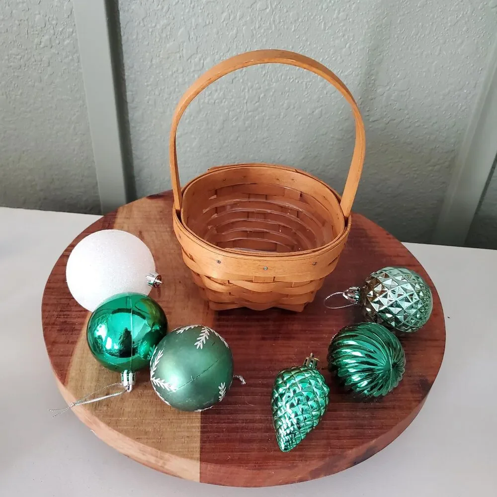 Longaberger 1993 Inaugural Basket Protector & 6 Christmas Holiday Ornaments